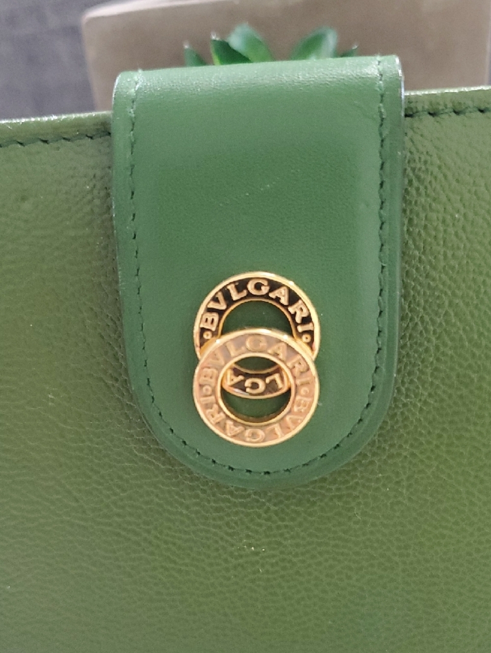 🇮🇹Bvlgari Doppio Tondo Green Leather Snap/Kisslock Wallet💚 - Picture 4 of 16
